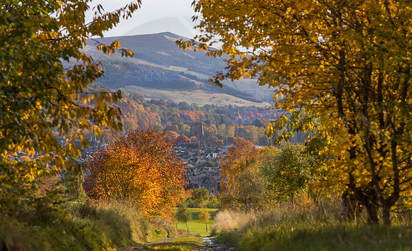View over Peebles from the Golf Coarse with Lee Pen as a backdrop