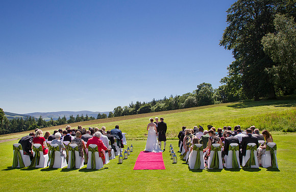 Outside wedding at Cringletie House Hotel