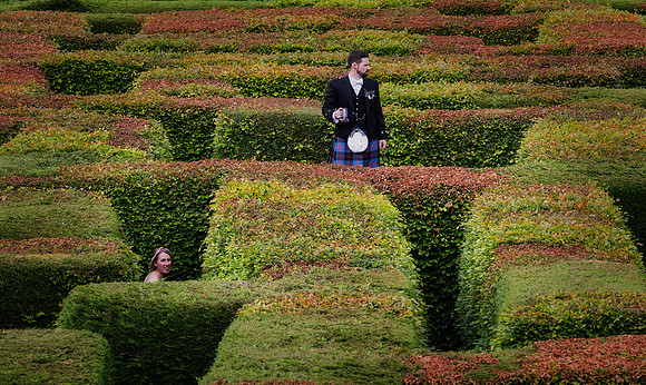 Traquair House wedding maze