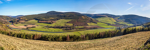 Panoramic photo of the Tweed Valley South East of Walkerburn