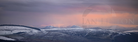 Eildons at sunset from Caberston MTB mecca